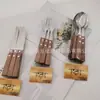 Conjunto de Talheres de 6 Peças, Faca, Garfo e Colher para Steak de 24 Peças com Cabo de Madeira Sólida Europeu, Americano, Sul-Americano e do Sudeste Asiático