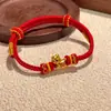 Pulseira de Fio Vermelho S925 Prata Esterlina Atrai-Dinheiro com Novo Artesanato Trendy Chinês em Resina 3D, Design de Cavalo do Zodíaco, Pulseira Trançada Traz-Riqueza