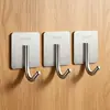 Ganchos Adhesivos Fuertes de Acero Inoxidable Sin Perforación para Paredes de Baño y Cocina, Colgadores para Abrigos, Ganchos Metálicos para Pared de Cocina, Gancho Individual