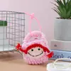 Produto Acabado Tricotado à Mão Bolsa para Armazenamento de Fone de Ouvido, Porta-Moedas de Tricô Fofo de Pelúcia para Menina, Pingente de Chaveiro, Pequenos Acessórios