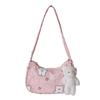 Bolso pequeño para niña, nuevo bolso bandolera portátil de verano con dibujos animados para mujer, color rosa, bonito bolso de hombro bajo el brazo 2024