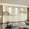 Mural paisajístico 3D de estilo chino nuevo para sala de estar, pared del televisor y cabecera de dormitorio