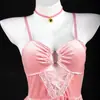 Lemon Story Lencería Sexy Pareja Coqueteo Pasión Caliente Cama Falda de Tirantes Reveladora de Pecho Pequeño Conjunto de Pijama para Mujeres