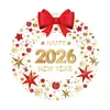 2027 Feliz Año Nuevo Festival de Primavera Centro Comercial Tienda Ventana Adhesivos Estáticos para Vidrio con Forma de Lazo Decoración de Año Nuevo Pegatinas Redondas para Ventana