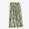 Calças de Viscose de Verão em Estoque para Mulheres, Calças Finas de Perna Larga, Calças Cropped de Algodão Artificial, Calças Lanterna, Roupa Feminina de Verão, Tamanho Plus