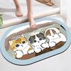 Alfombra de Piso de Barro Diatómico de Dibujos Animados de Gato para Baño, Resistente a la Suciedad, Antideslizante, Secado Rápido, Puerta de Baño, Absorbente de Agua, Alfombra de Piso de Secado Rápido