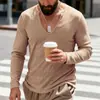 Camiseta Informal de Manga Larga para Hombre con Diseño de Cuello en V Grande, Elástica, Resistente, Estilo Americano, Holgada, para Primavera y Otoño, Tendencia, de Amazon Transfronterizo