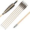 Arco recurvo tradicional huwairen pluma de flor universal pluma real flecha de madera punta de flecha plateada diámetro de pluma de flecha de 5 pulgadas 8.5mm