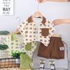 Traje de Verano para Niños 1-3 Años Bebé Verano Camiseta de Oso Estampada de Manga Corta Conjunto de Dos Piezas para Niños