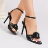 Nuevos Zapatos de Tacón Alto Estilo Europeo y Americano Estilo Francés para Damas con Faldas, Sandalias de Tacón de Aguja Elegantes y de Moda con Punta