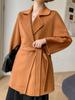 Abrigo de Lana Pura Corte Slim Favorecedor de la Figura Color Sólido Ondulado Doble Cara Lana, Estilo Largo Medio, Elegante para Ir al Trabajo