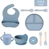 Conjunto de garfo e colher para crianças, colher para bebê, conjunto de treinamento para comer infantil, garfo para bebê, talheres, colher de arroz, colher de silicone anti-queda