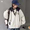 Chaqueta con Capucha Falsa de Dos Piezas para Niñas, Nuevo Estilo Otoño 2026 para Niños Mayores, Abrigo Bordado de Bloques de Color, Cárdigan Tipo Chaqueta de Béisbol