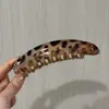 Pinza de Plátano Grande Estampado de Leopardo, Pinza Antideslizante para Cola de Caballo Alta, Accesorio de Peinado de Pinza Vertical Simple Versátil y Elegante