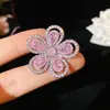 Gema Flor de Hielo Padparadscha Pendientes de Flor Gota de Agua Anillo Estilo Dulce de Princesa Set de Lujo de Gama Alta