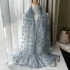 Lenço Estampado de Leopardo para Comércio Exterior, Lenço Longo de Seda Fina de Organza para Primavera e Verão, Xale de Renda de Corte Alto, Lenço de Gaze para Proteção Solar