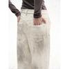 Restarall estilo terra de descarte retrô americano cor spray pesada calça overall solta antiga masculina e feminina calça de lenhador RK12