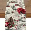 Amazon Cross-Border Novo Caminho de Mesa de Natal Vendas Diretas do Fabricante Boneco de Neve de Inverno Papai Noel Estampa Tapete de Mesa