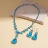Conjunto de Dos Piezas de Estilo Lujo Ligero Europeo y Americano Cadena para Suéter con Flor de Circonita en Forma de Lágrima, Collar Elegante y de Alta Gama Vintage Transfronterizo para Mujer