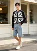 Camiseta de manga larga con cuello redondo y estampado de gofres en forma de estrella y Union Jack para hombre, nuevo top casual holgado estilo americano de otoño para mujer