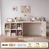Escritorio de Madera Maciza Mesa de Estudio para Estudiantes en Casa Estantería Integrada Mesa Larga para Sala de Estar Banco de Trabajo Escritorio de Computadora Retráctil
