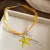 Relajante Bali~ Collar de Estrella de Mar de Resina Dopamina, Cadena para Clavícula Estilo Vacaciones Fresco, Joyería de Diseño Único