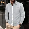 Jaqueta Masculina 2024 Transfronteiriça Primavera e Outono Nova Chegada Waffles Laps Bolso com Zíper Masculino Jaqueta de Manga Longa Casaco