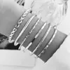 Conjunto de Joias de Pulseira Aberta Geométricas Irregulares Empilhadas Amarradas Simples Fashion Personalidade Retrô Europeia e Americana Exagerada