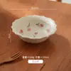 Plato hondo de cerámica con forma de tulipán para el hogar, estilo retro, con cuentas onduladas, para ensalada de arroz, pasta y fruta.