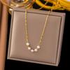 Accesorio de Collar Fragmentado de Perla y Acero de Titanio Estilo Chanel, Joyería de Lujo Ligero de Dongguan para Mujer, Cadena para Clavícula con Diseño de Nicho de Alta Gama