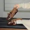 Zapatos Mary Jane de Felpa Artísticos Jk Pequeños de Cuero 2025 Piel de Vaca Lana de Cordero Tacón Bajo Grueso Lazo Piel Genuina Zapatos de Piel