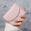 Coreia do Sul Ins Estilo Curto Pequeno Cartão Bolsa Portátil Pequena Cor Sólida Simples Menina Nova PU Couro Certificado Moeda Bolsa