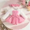 Vestido de Manga Larga Transfronterizo para Bebé con Corazón Grande 3D, Diadema, Otoño e Invierno, Niña de 0 a 1 Año, Falda de Lana con Abertura en la Entrepierna