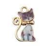 Encantadores y Lindos Pendientes de Gato con Diseño de Impresión de Aleación Esmaltada Accesorios DIY Colgante Llavero Cadena para Teléfono