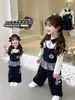 Conjunto de Primavera 2026 para Meninas - Policial Coelho Desenho Animado Infantil Macacão Duas Peças Roupas de Primavera e Outono para Bebê