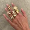 Anillo de diseño de suit de anillo de concha de abanico de estrella de mar de viento oceánico transfronterizo europeo y americano Anillo irregular de metal de flor de sol