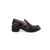 Uva Mom studiolee Salto Grosso de 5cm~ Sapato Loafer Estilo Britânico Slip-on com Tira de Fivela Queimada Retrô Sapatos Pequenos de Couro