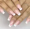 Puntas de Uñas Blancas Estilo Francés Simples al por Mayor Uñas Postizas Usables Piezas de Uñas Largas Cónicas 24 Piezas
