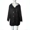 Abrigo de Lana para Mujer 2025 Invierno Nuevo Estilo Harajuku Sencillo Color Sólido Casual Cardigan con Botones de Longitud Media con Capucha