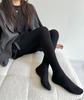 Otoño e invierno estilo miu humo de trueno gris jacquard giratorio tejido de alta calidad cálido pantimedias de base talón de ángulo recto