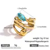 Anillo de Acero Inoxidable de Titanio Maltés con Oro de 18 Quilates y Líneas de Piedra Natural, Joyería de Diseño Abierto Ajustable