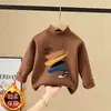Camiseta Térmica de Manga Larga con Cuello Medio Alto de Forro Polar para Niños, Ropa Interior, Estilo Nuevo Otoño e Invierno, Top Cálido y Versátil