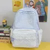 2026 Verão Novo Nylon Doce Mochila de Estudante do Ensino Médio Mochila de Ombro Duplo com Padrão Estilo Doce Coreano Mochila Menina