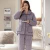 Pijama acolchado de invierno para mujer, de tres capas, de forro polar coral grueso, chaqueta acolchada de algodón para otoño e invierno, ropa exterior con forro polar, ropa de abrigo para el hogar.