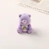 Dibujo Animado Estilo Japonés Lindo Grande Perforado 3D Oso Arcoíris Resina Terciopelo DIY Hecho a Mano Adorno de Coche Accesorio