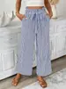 Moda Cruzada Europea y Americana Nueva Primavera/Verano 2025 Estación Independiente para Mujer Amazon Pantalones Casuales Elegantes Rayados de Pierna Recta para Mujer