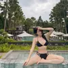 Venta Directa de Fábrica Bikini de Dos Piezas Negro para Mujer, de Moda y Sexy, Estilo Popular de Celebridad de Internet, Traje de Baño de Dos Piezas para Aguas Termales