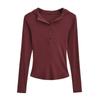 Otoño Europeo y Americano Europeo y Americano Cuello Medio Abierto con Capucha Camiseta de Manga Larga Elástico con Hilo Camisa Base Slim Versátil Top
