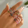 Anel Elástico de Miçangas de Arroz de Cores Misturadas Estilo Japonês e Coreano Moda Elegante Estilo Ins Conjunto de 10 Peças de Anéis Coloridos de Miçangas de Arroz