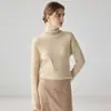 Nueva colección de otoño 100% cachemir puro para mujer, cuello alto, hueco, suave y acogedor para la piel, suéter de punto, top, holgado y simple